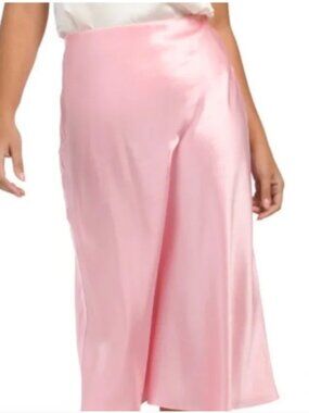 LoveShackFancy Sweet Pink Silk Satin Aldrin Midi Skirt Size M